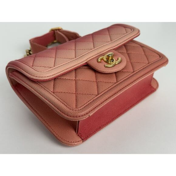Chanel Caviar Quilted Sunset On The Sea Waist Bag – Coral with Gold Hardware C-1 - Picture 7 of 16